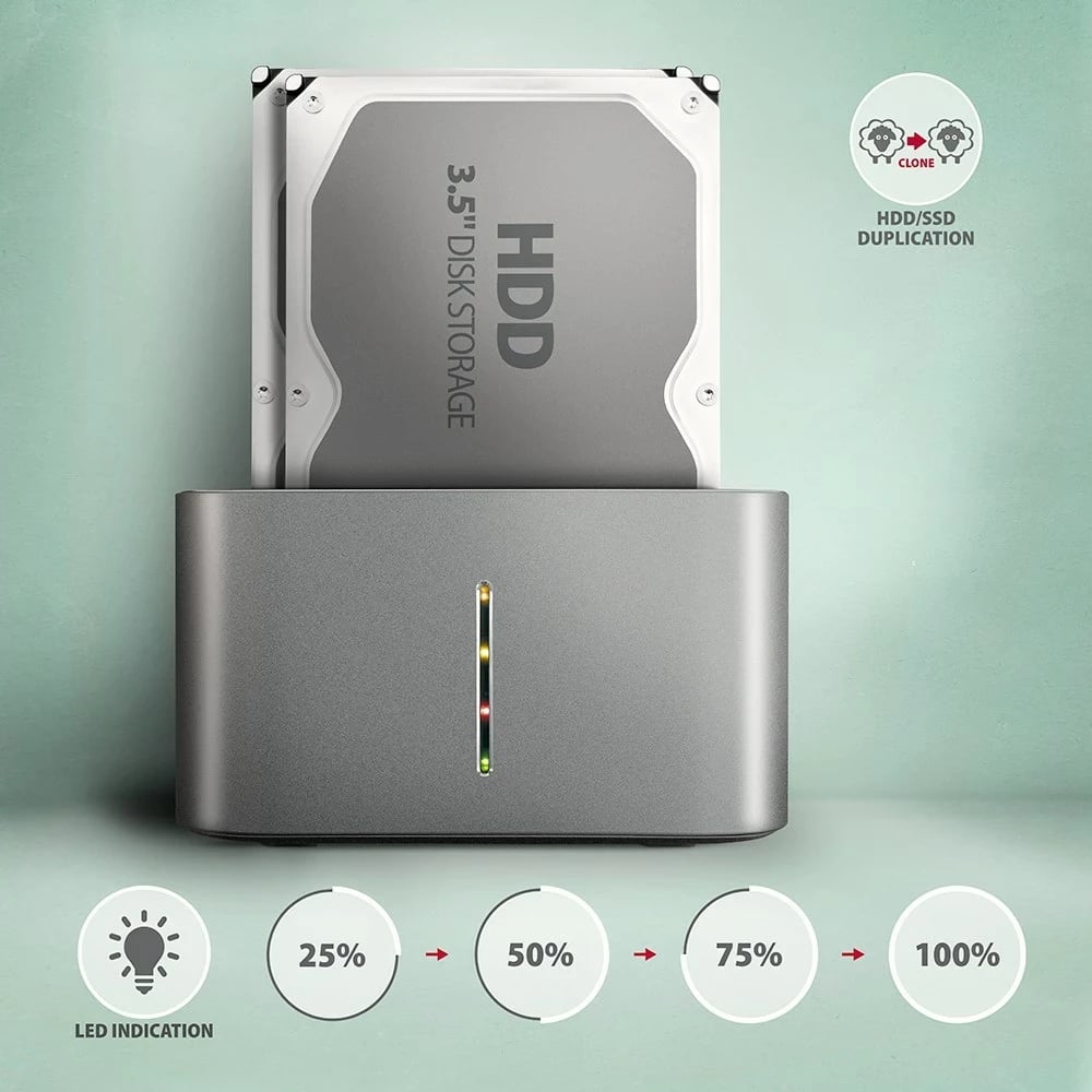 Stacion dokimi Axagon ADSA-DC, USB3.2 Gen1, 2x SATA 6G, hiri