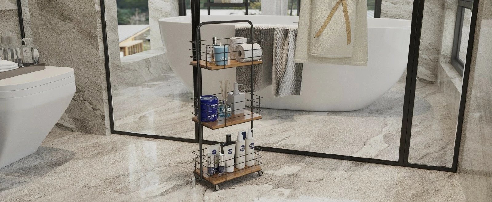 Organizues banjoje, metal i zi, Hermia SG015-B, 35x10x82cm