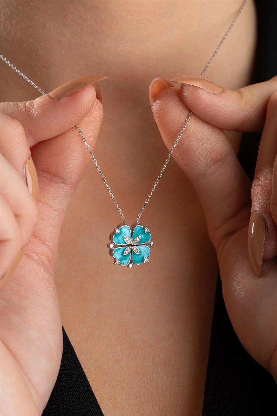 Qafore argjendi, ngjyrë argjendi-turkeze, Jumeon, NRZ999051 Qafore argjendi, ngjyrë argjendi-turkeze, Jumeon, NRZ999051