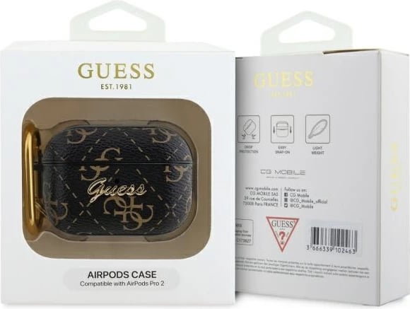 Mbështjellës Guess GUAP2PG4GPK për AirPods Pro 2, me karabinë, i zi