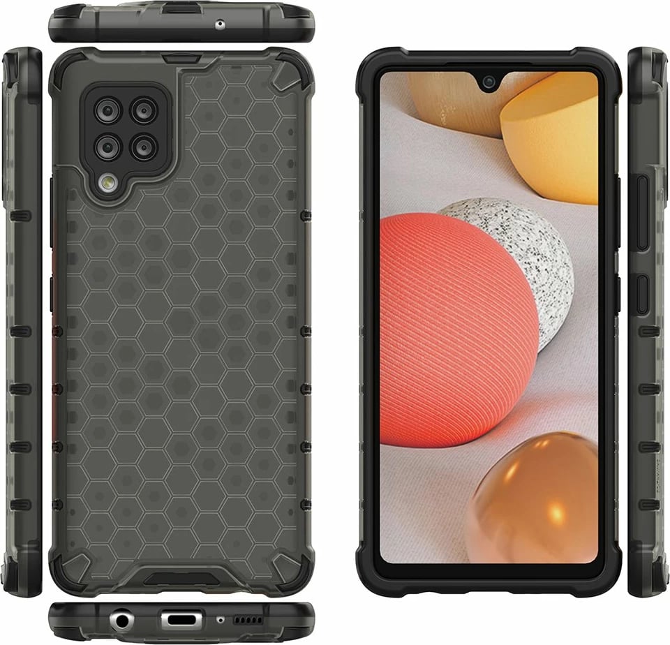 Mbështjellës Hurtel Honeycomb Case për Samsung Galaxy A42 5G, i zi