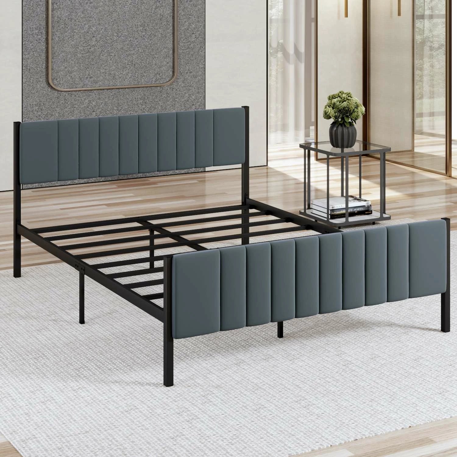 Kornizë krevati dopio Skye Decor, ngjyrë antracit, 150x200