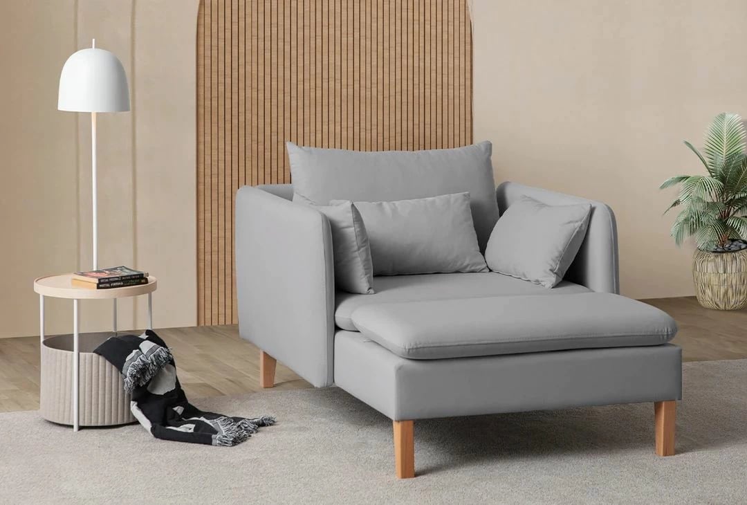 Karrige Wing Flexy, kadife, ngjyrë gri, Atelier del Sofa