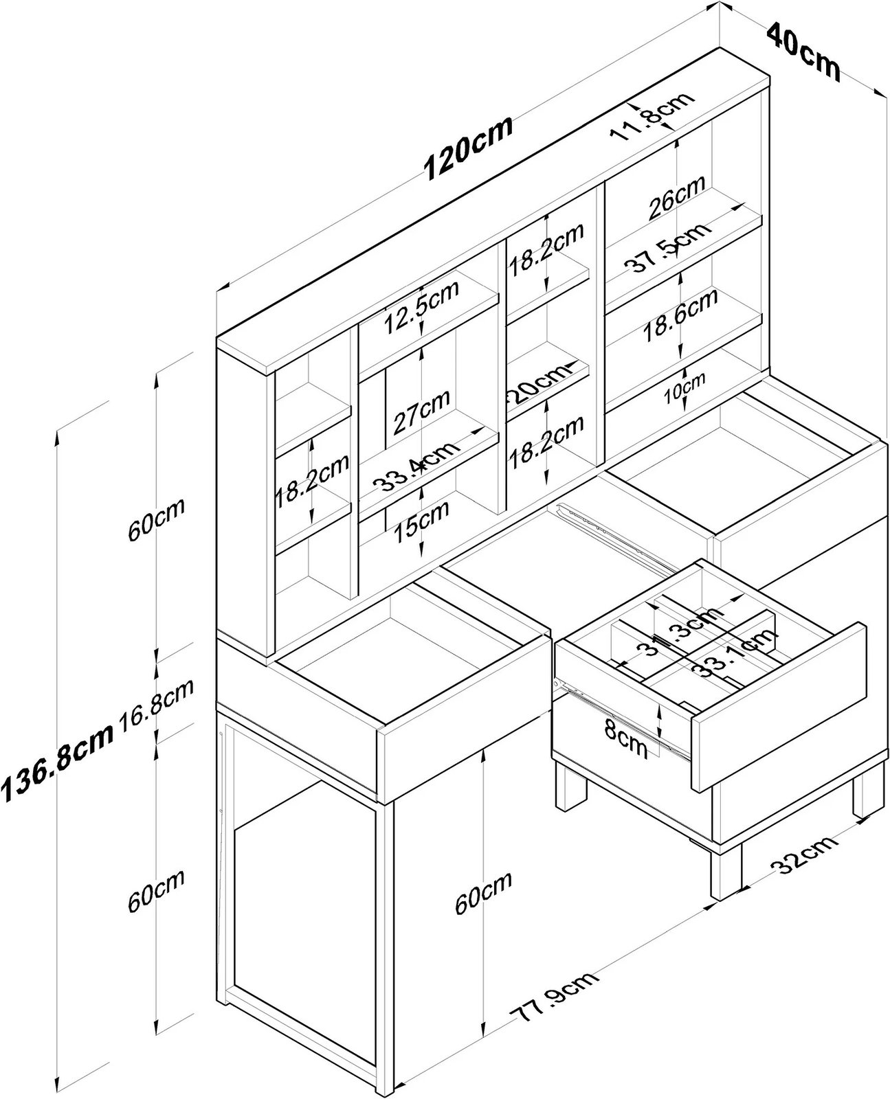 Tavolinë grimi Skye Decor, e bardhë, BJ138 - 3442