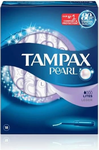 Tamponë higjienikë Tampax Pearl Lites për femra, 18 copë