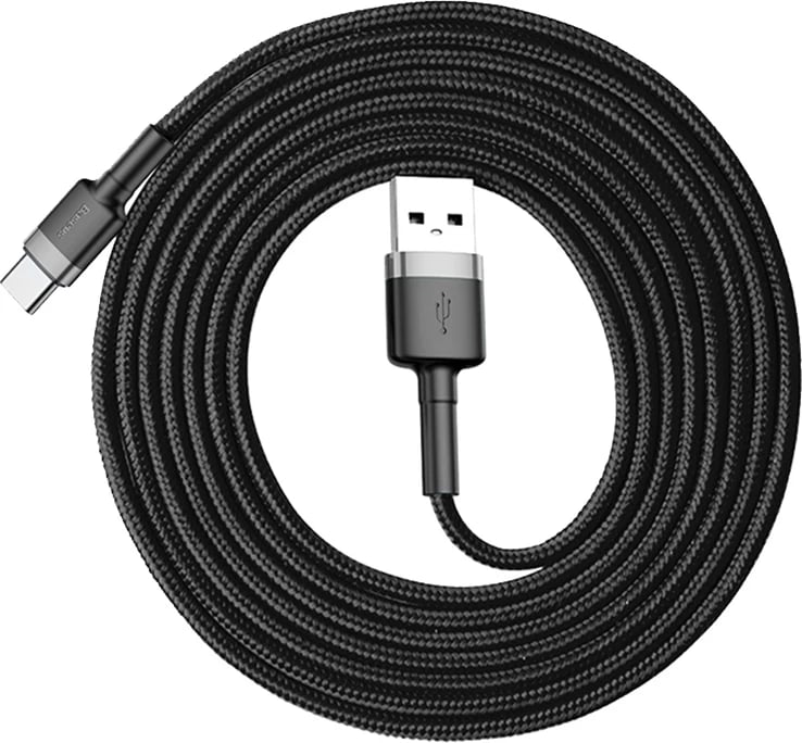 Kabllo Baseus Cafule CATKLF-CG1, USB në USB-C, 2m, QC3.0, E zezë-gri