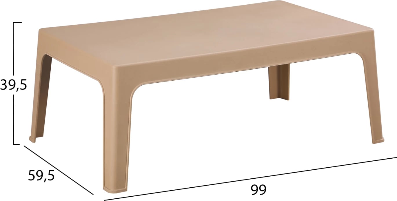 Tavolinë e ulët drejtkëndëshe SLEEK, polipropilen, ngjyrë kapuçino, FH6367.03, 99x59.5x39.5cm
