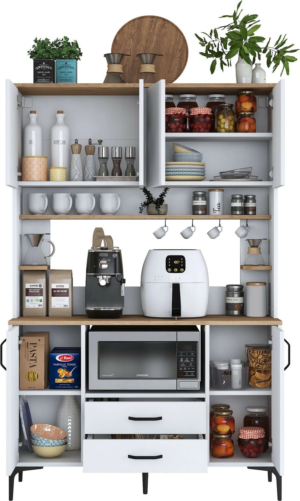 Dollap multifunksional Hanah Home, JE168 - 3257, ngjyrë e bardhë dhe arre