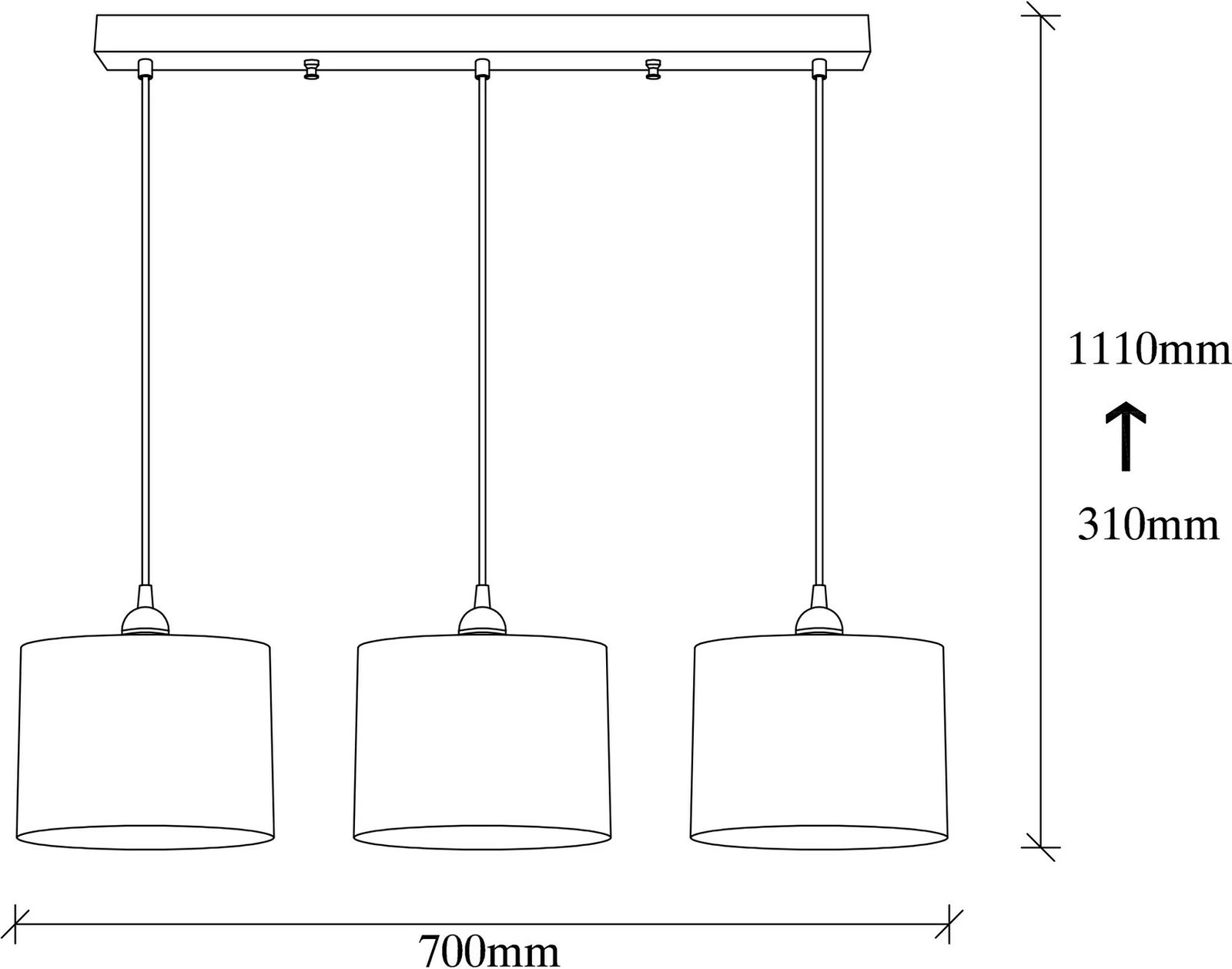 Llambë tavani industriale Opviq, Berceste, e zezë, 70x20cm, lartësi 110cm
