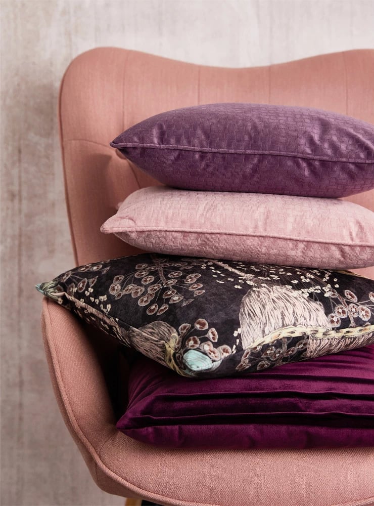 Jastëk dekorativ plisse, kadife, ngjyrë vjollcë, 45x45cm