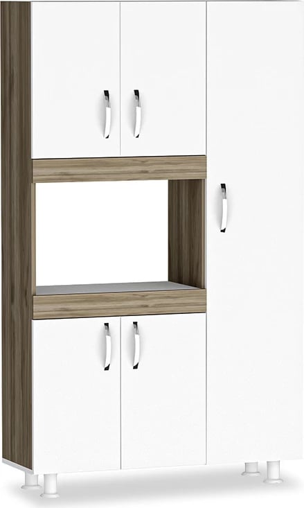 Dollap kuzhine Defne, ngjyrë bardhë-arrë, 89x37.5x160cm