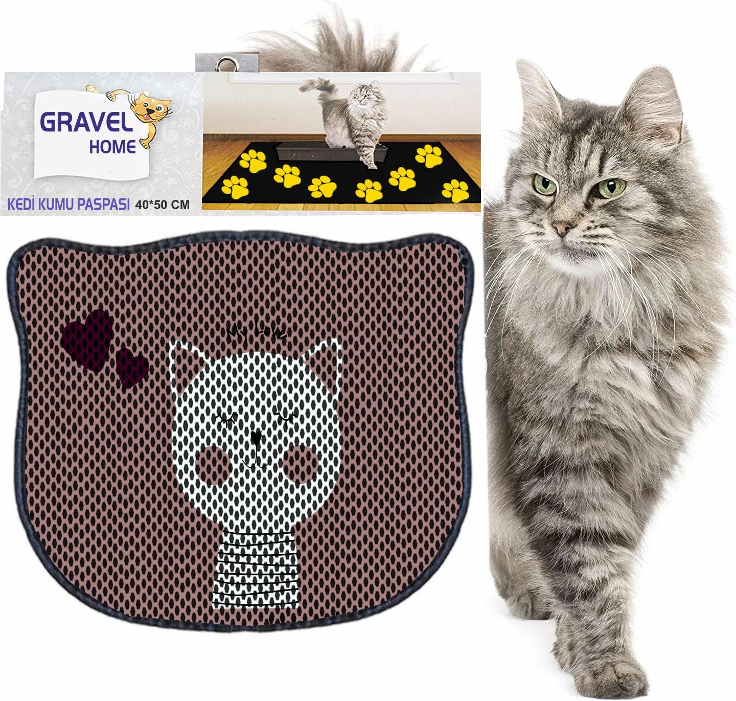 Tapet për rërë të maceve, shumëngjyrësh, Paws & Whiskers, Kdkafa0028, 40x50cm