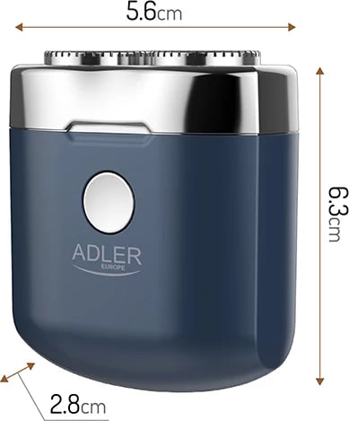 Makinë rroje udhëtimi, Adler AD 2937, dy koka, USB‑C, pa kabllo, bateri 250 mAh, deri 35 min