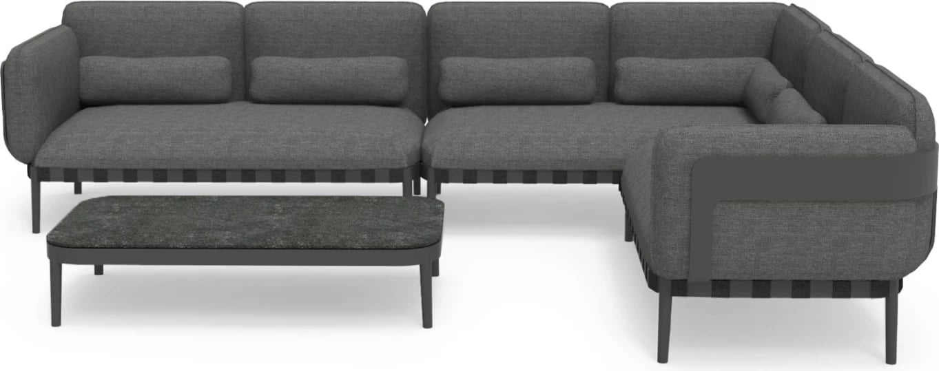 Set lounge për jashtë, 4 pjesë, PEGASUS CD6199.01, alumin, litar, material OLEFIN, ngjyrë gri e errët