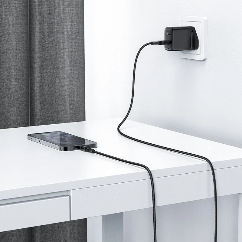Kabllo Acefast C4-02-A-L, USB në Lightning, 1.8m, 2.4A, e zezë