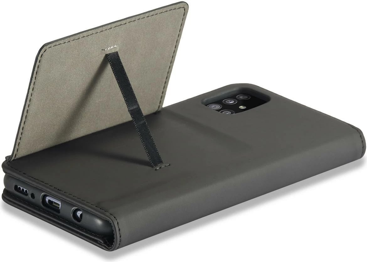 Mbështjellës Hurtel Magnet Card Case për Samsung Galaxy A12 5G, me portofol dhe mbajtëse, i zi