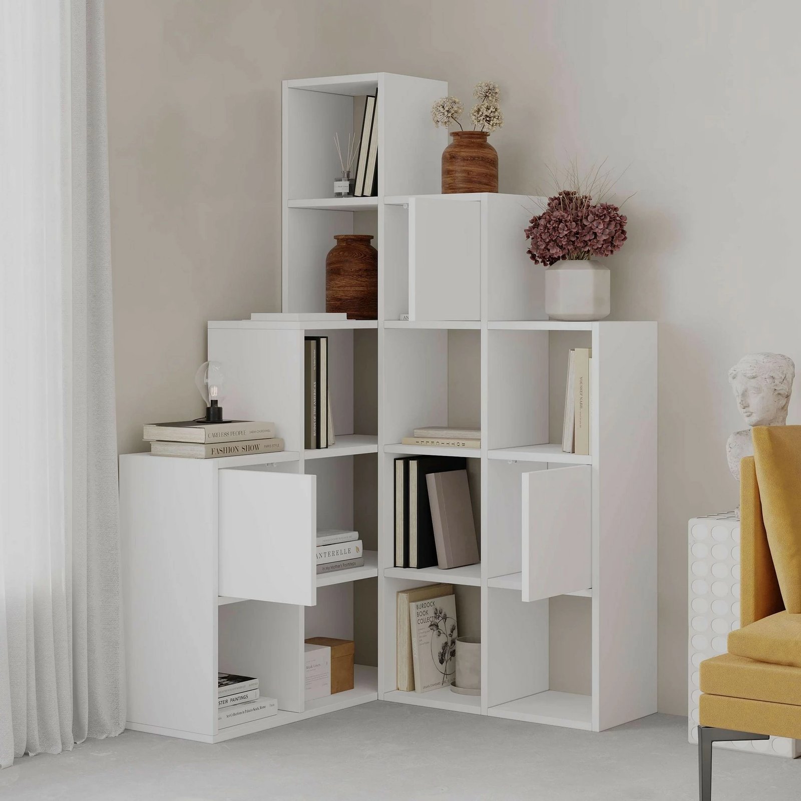 Raft librash Skye Decor, ngjyrë e bardhë, Paleo