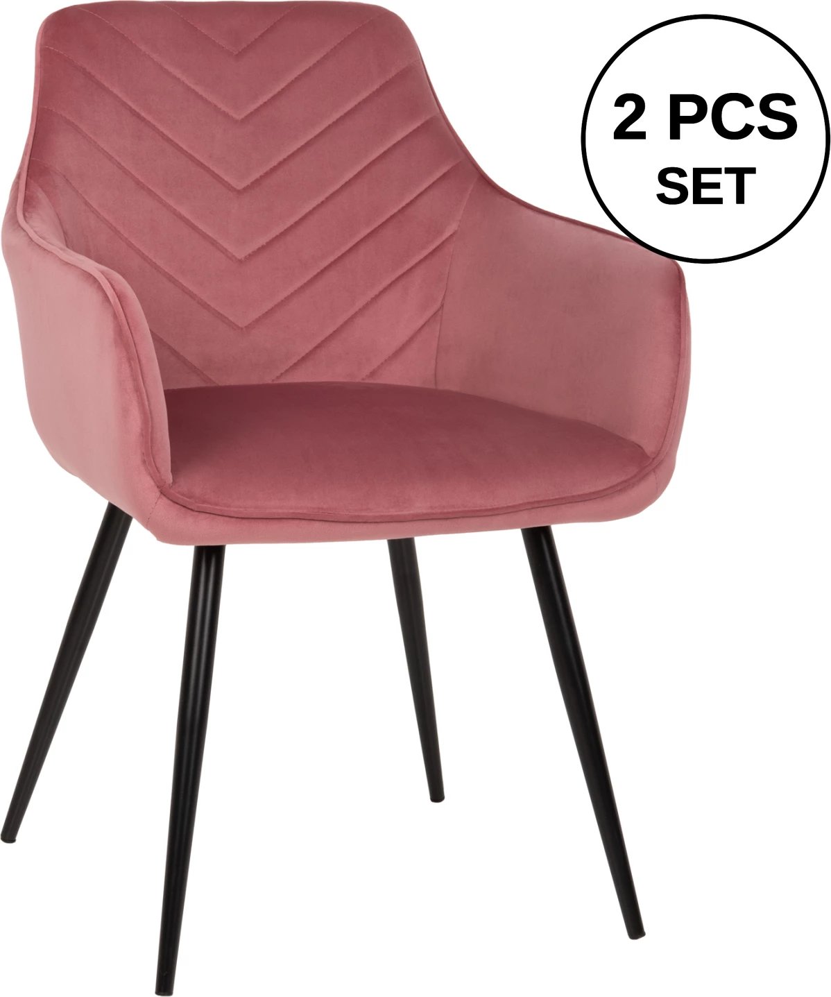 Karrige LATRELL FH8582.02 kadife rozë e zbehtë & këmbë metali të zeza 55x57x84Hcm., set prej 2 copash