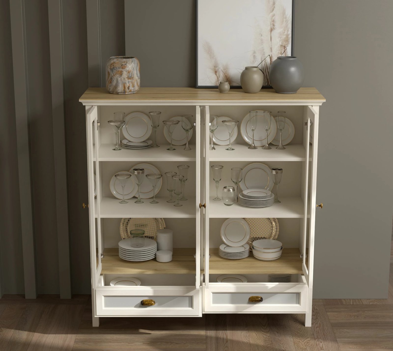 Dollap multifunksional Skye Decor, FRN-21029, krem, lis, gri