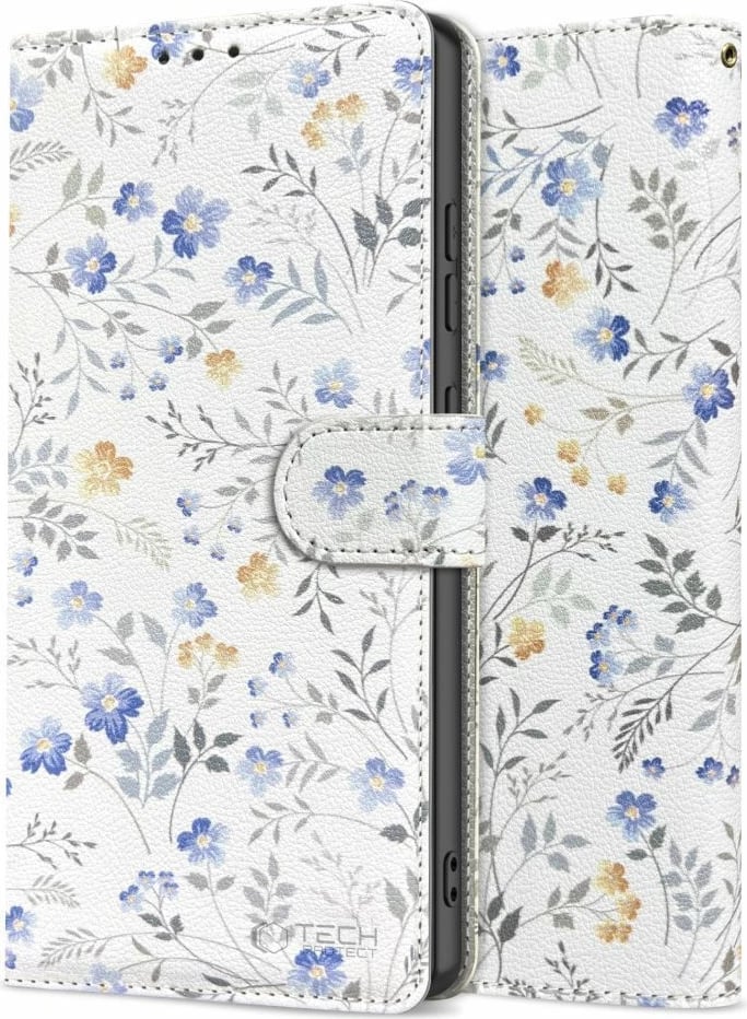 Mbështjellës Tech-Protect Wallet për Samsung Galaxy A26 5G, Daisies with Leaves, Bardhë/Transparent