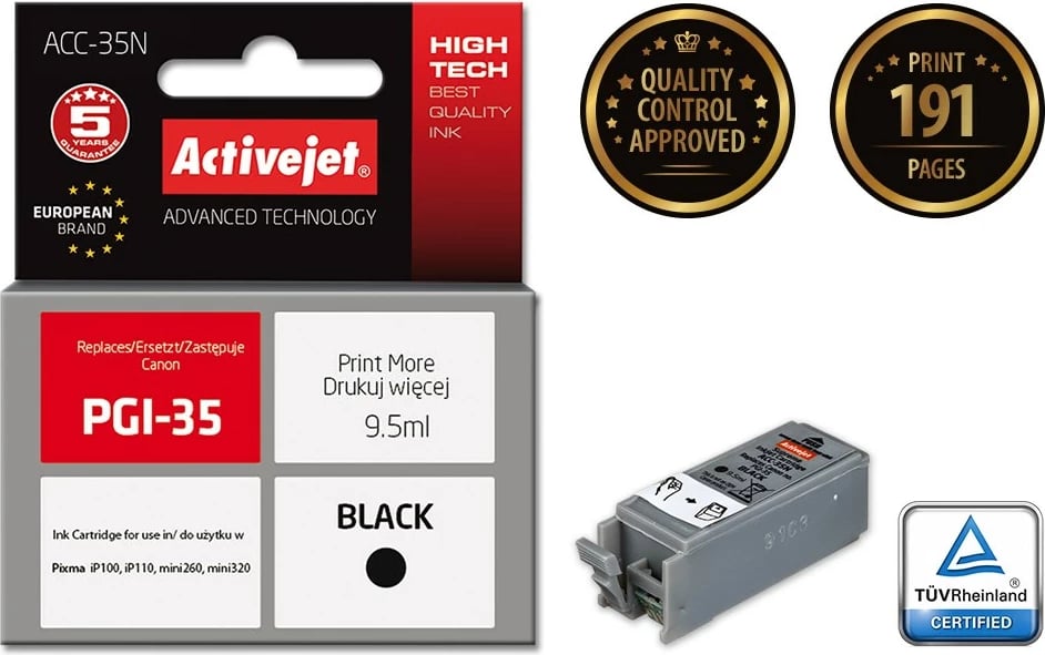 Ngjyrë zëvendësuese Activejet ACC-35N për printer Canon, e zezë