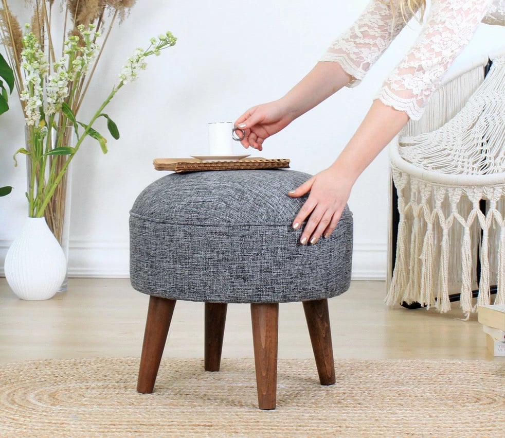 Puf Atelier del Sofa, Deff, kadife, ngjyrë gri