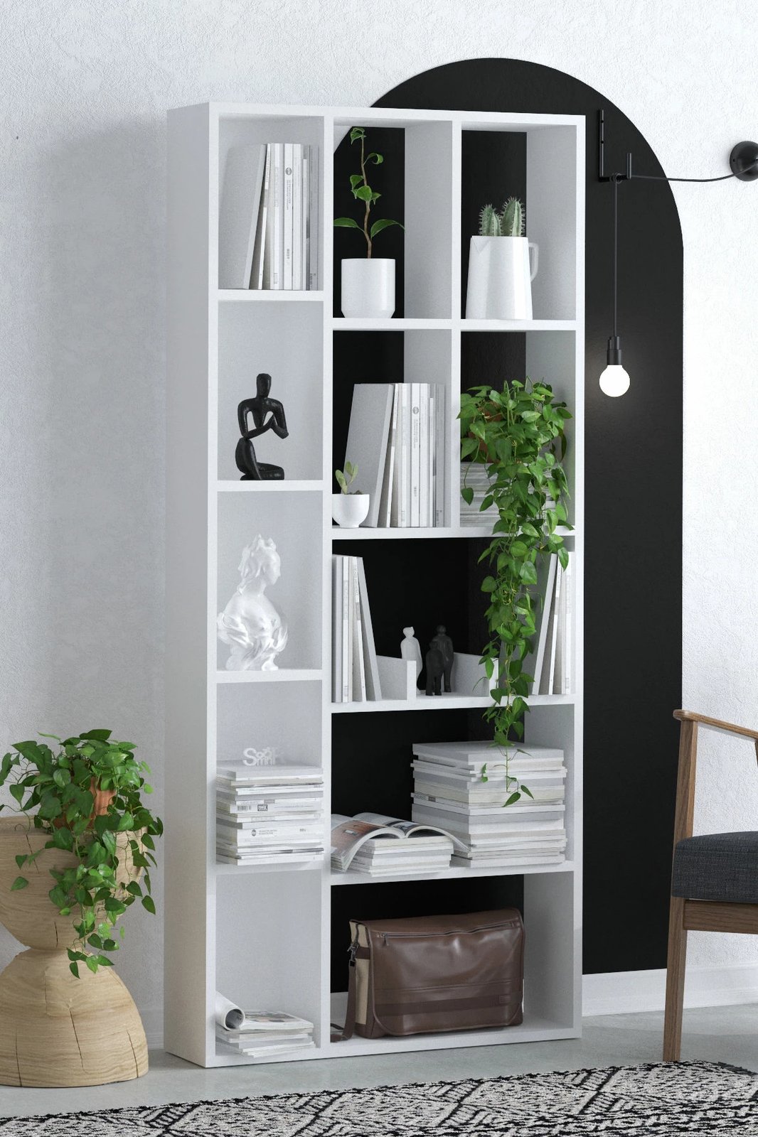 Raft librash Hanah Home, Uranüs - Dec0068, ngjyrë e bardhë