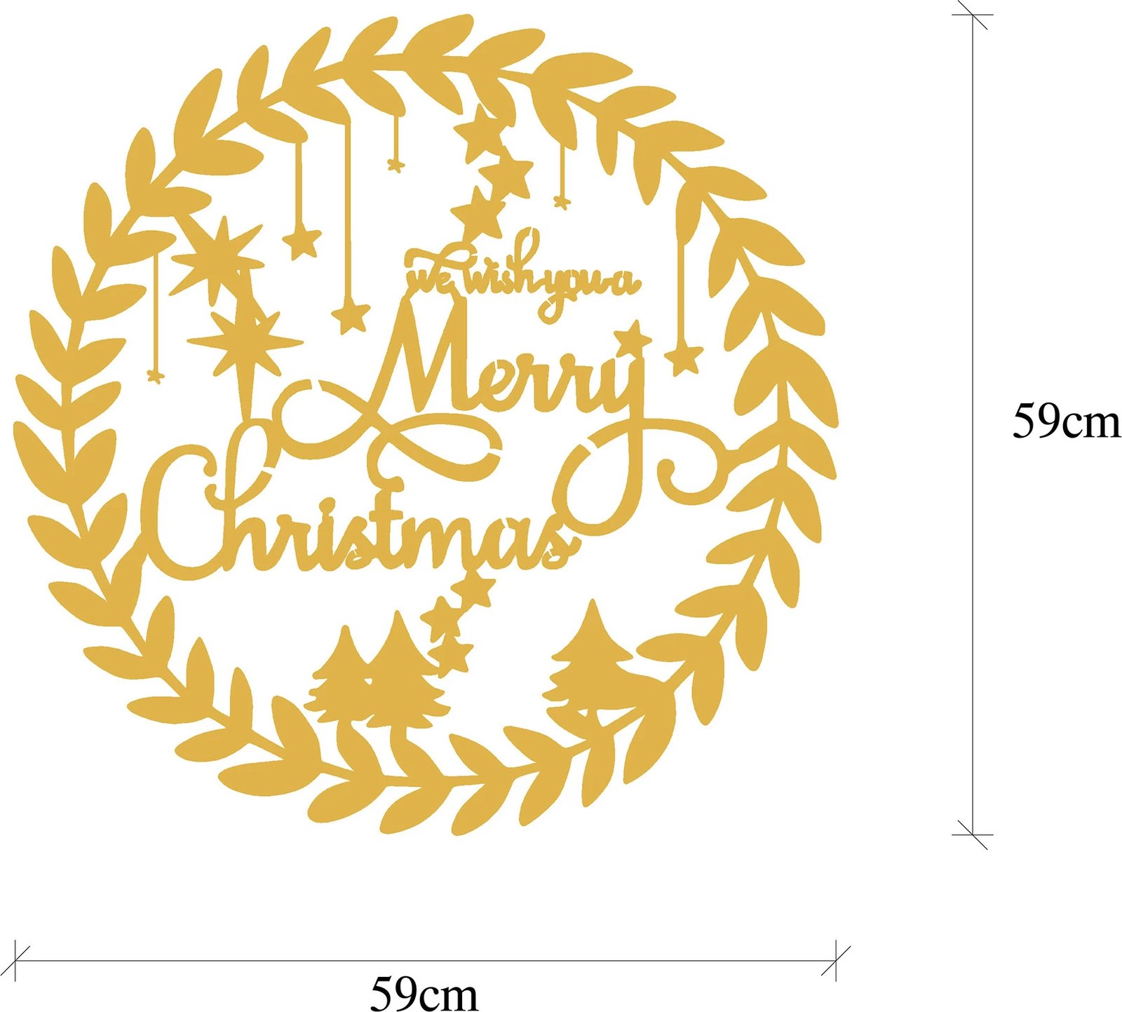 Aksesor dekorativ metalik për mur, ngjyrë ari, Wallity, XMASGOLD - 010