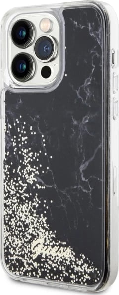 Mbështjellës Guess Liquid Glitter Marble për iPhone 14 Pro Max 6.7", i zi Mbështjellës Guess Liquid Glitter Marble për iPhone 14 Pro Max 6.7", i zi