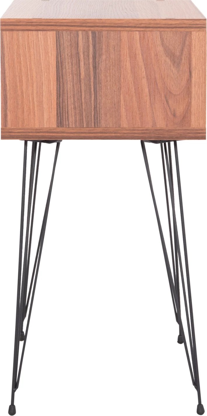 Komodinë anësore TODD FH18184.05 melaminë ngjyrë arre, këmbë metali të zeza, 45.5x29.5x58.5H cm.