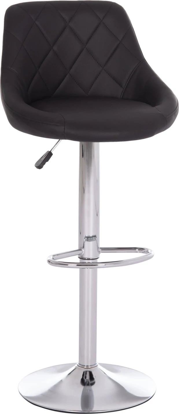 Karrige për bar ROSE, bazë dhe sustë kromi, lëkurë PU e zezë, 48x45x105cm, set prej 2 copash