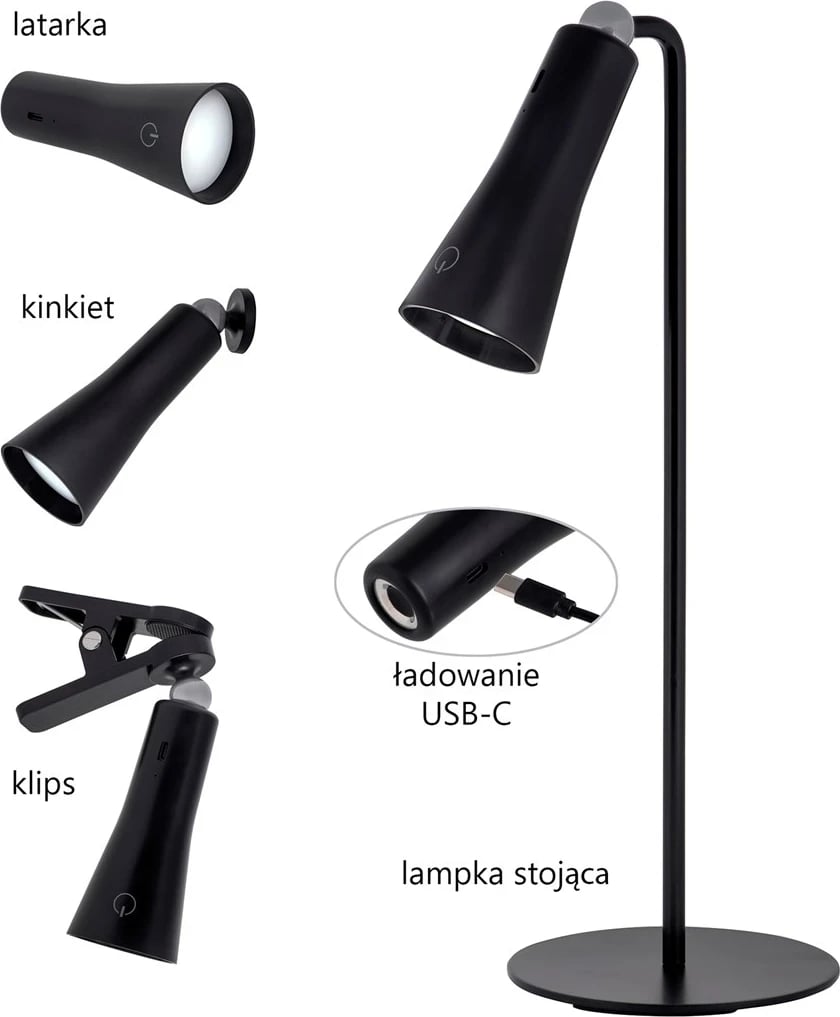 Llampë Multifunksionale Activejet AJE-IDA 4IN1, e Zezë