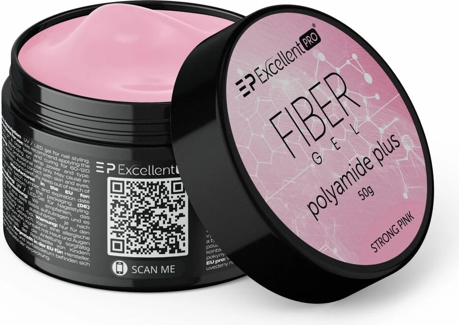 Xhel ndërtues për thonj për femra Excellent PRO Fiber Gel Polyamide Plus Strong Pink 50g