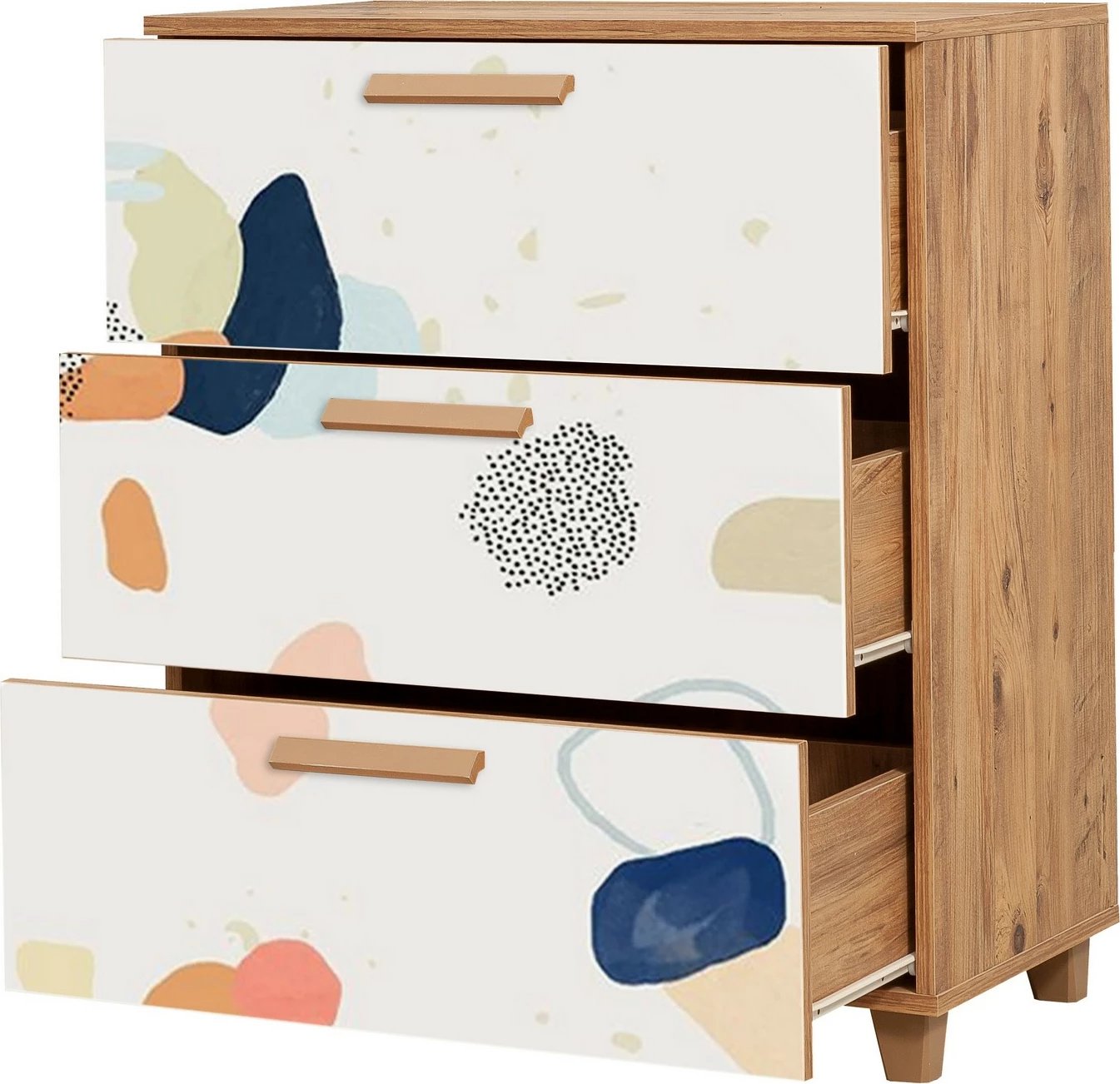 Komodë Hanah Home, Leva Gravis Pied, ngjyrë Atlantic Pine dhe e bardhë