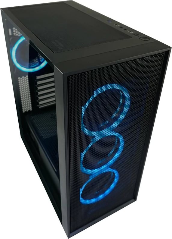 Kasë LC-Power Black_Wanderer_X Midi Tower, ATX/EATX/micro ATX/Mini-ITX, xham i temperuar, RGB, e zezë