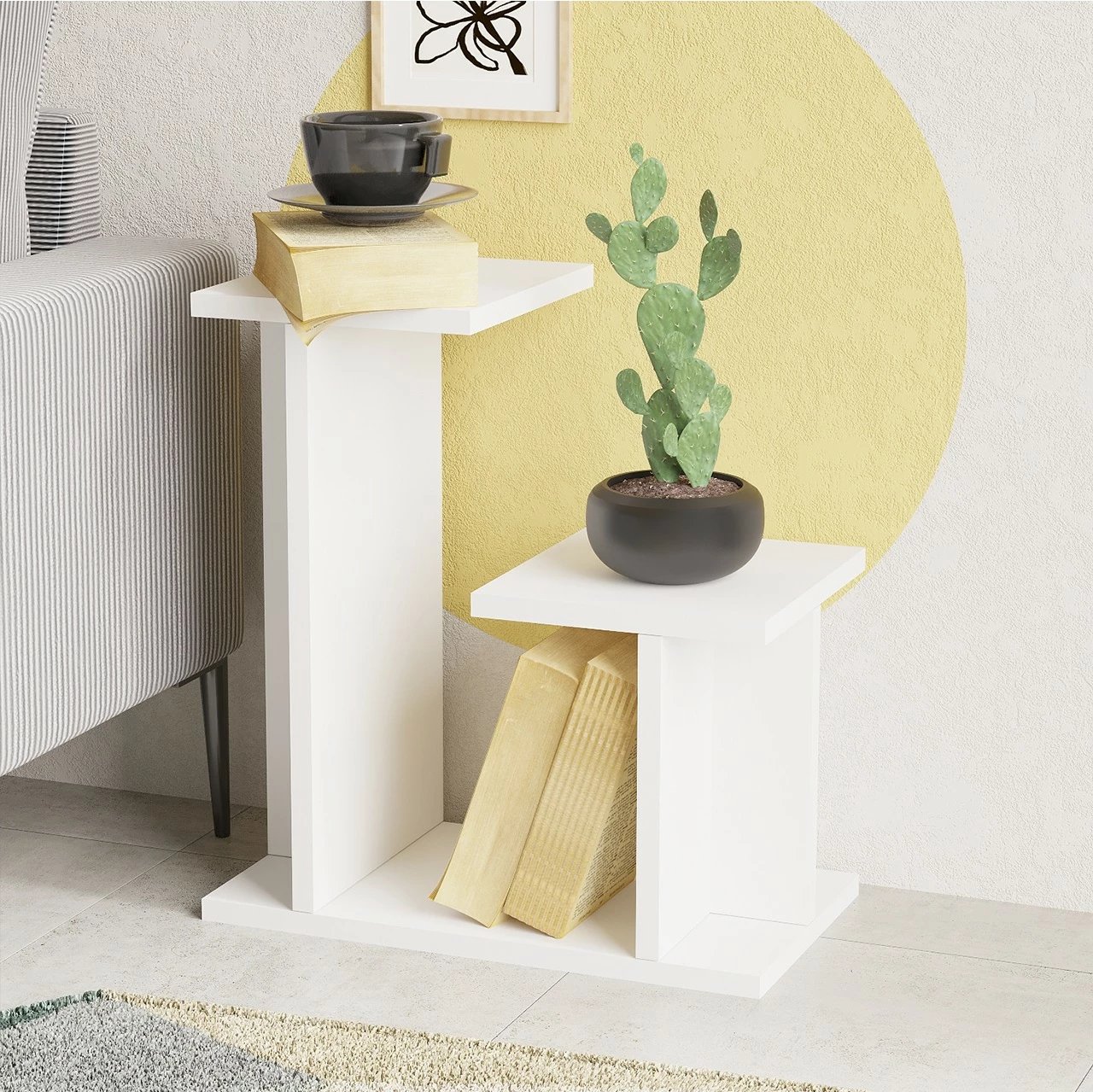 Tavolinë anësore Hanah Home, Mia, e bardhë