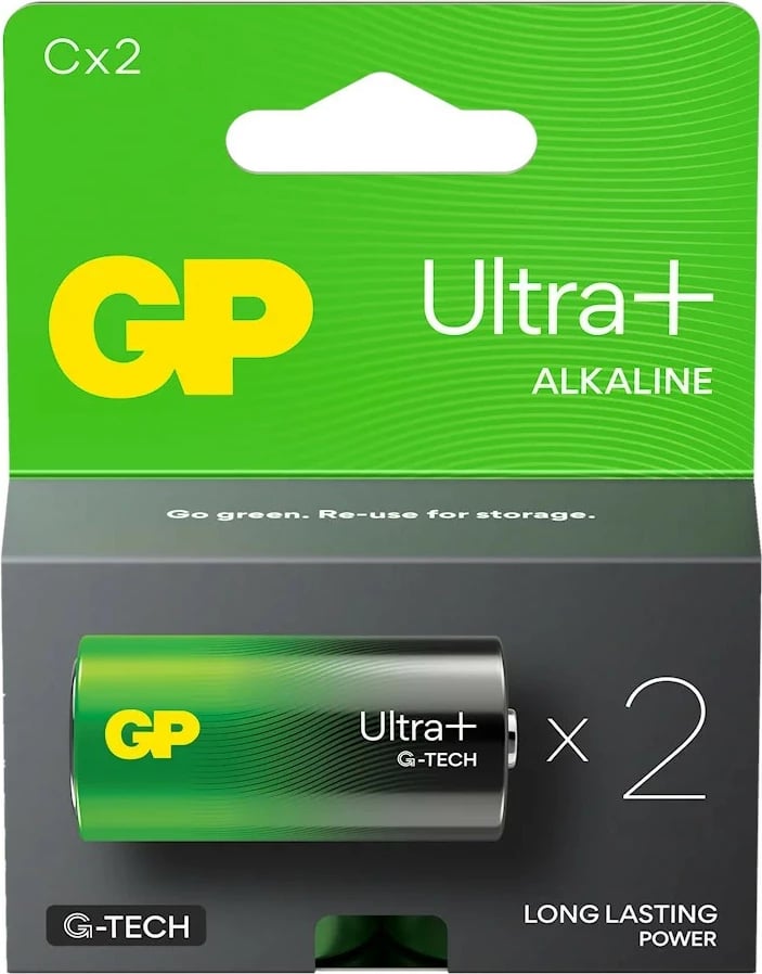 Bateri alkaline GP Ultra+ G-TECH LR14/C, 2 copë
