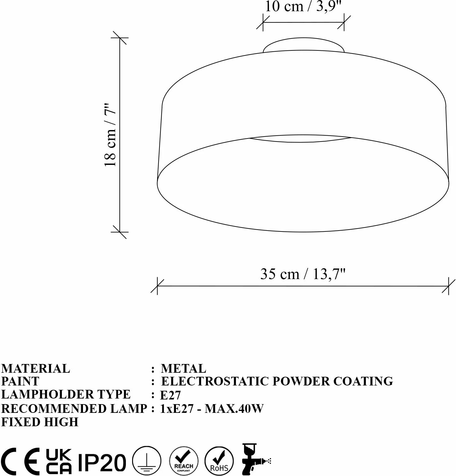 Llambë tavani Opviq Vesta - 15075, metal, ngjyrë e zezë Llambë tavani Opviq Vesta - 15075, metal, ngjyrë e zezë