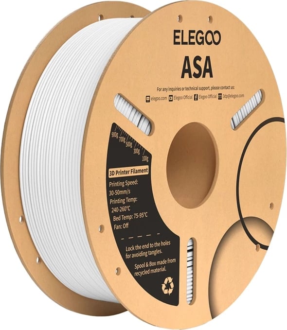 Filament 3D Elegoo ASA 50.203.0183, i bardhë, 1 kg