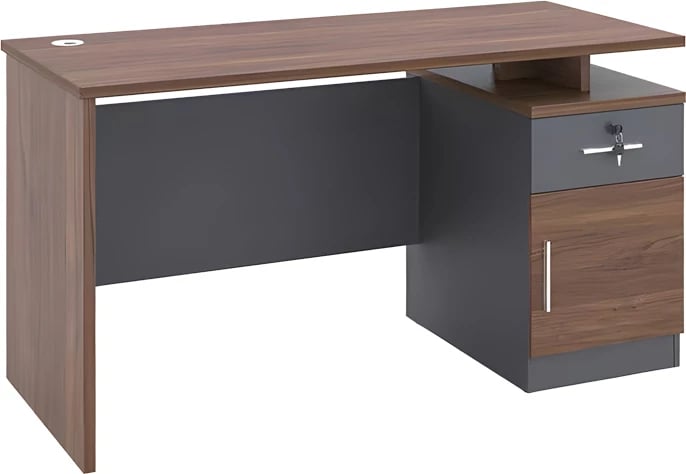 Tavolinë pune Cassius, ngjyrë gri e errët-arrë, 120x60x75cm