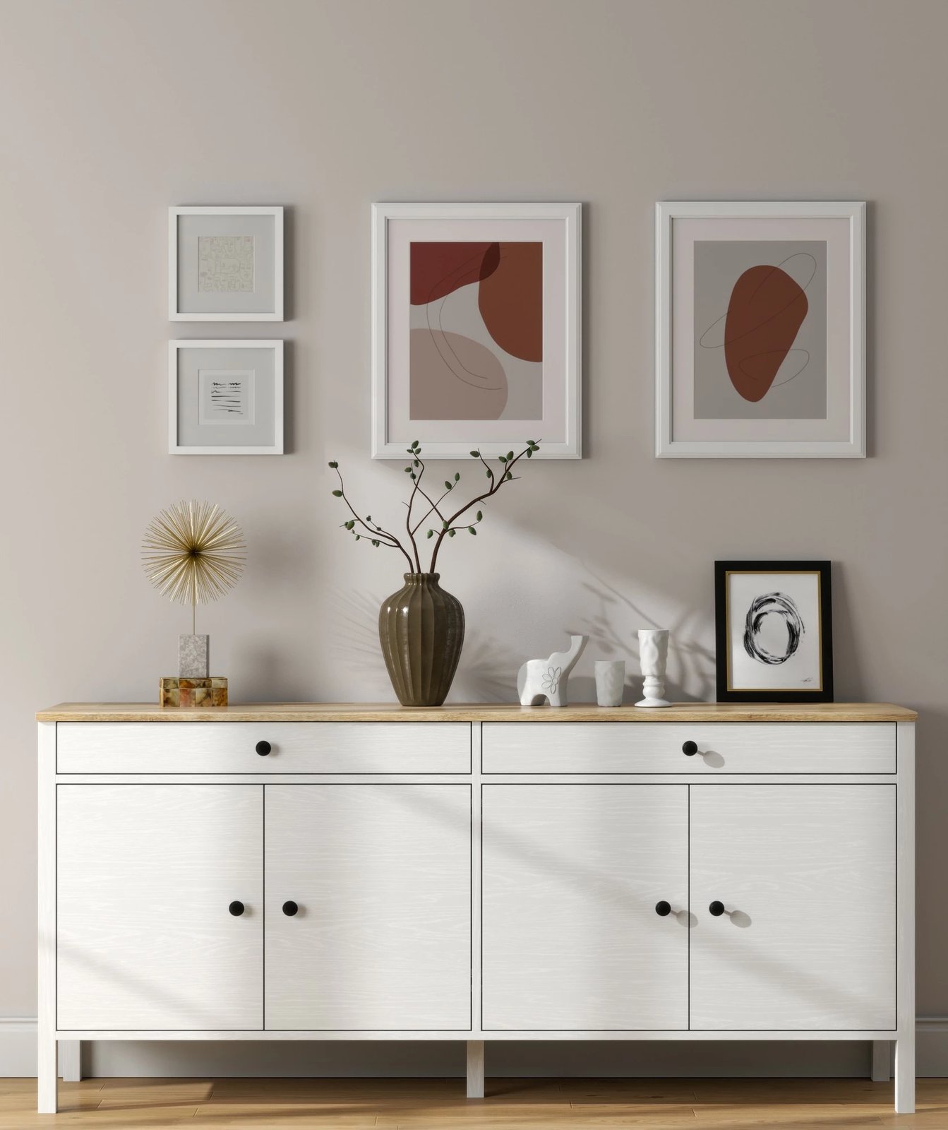 Konsolë Hanah Home, FRN-20010, ngjyrë druri dhe e bardhë