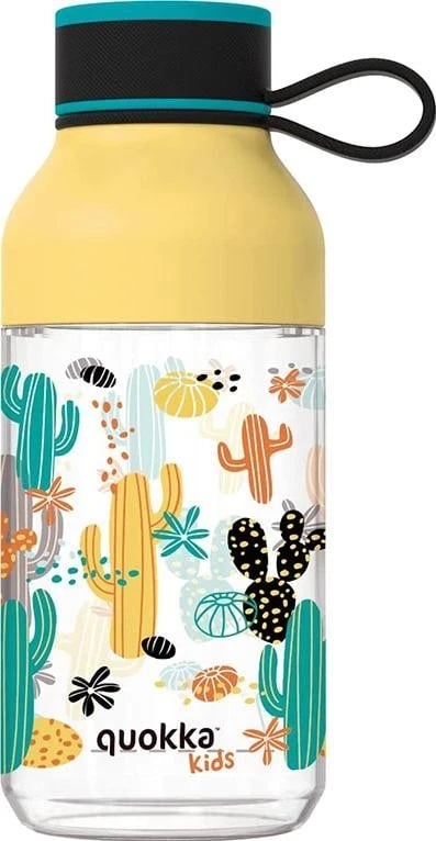 Shishe uji për fëmijë Quokka Ice Kids 430 ml me rrip, Kaktus i verdhë