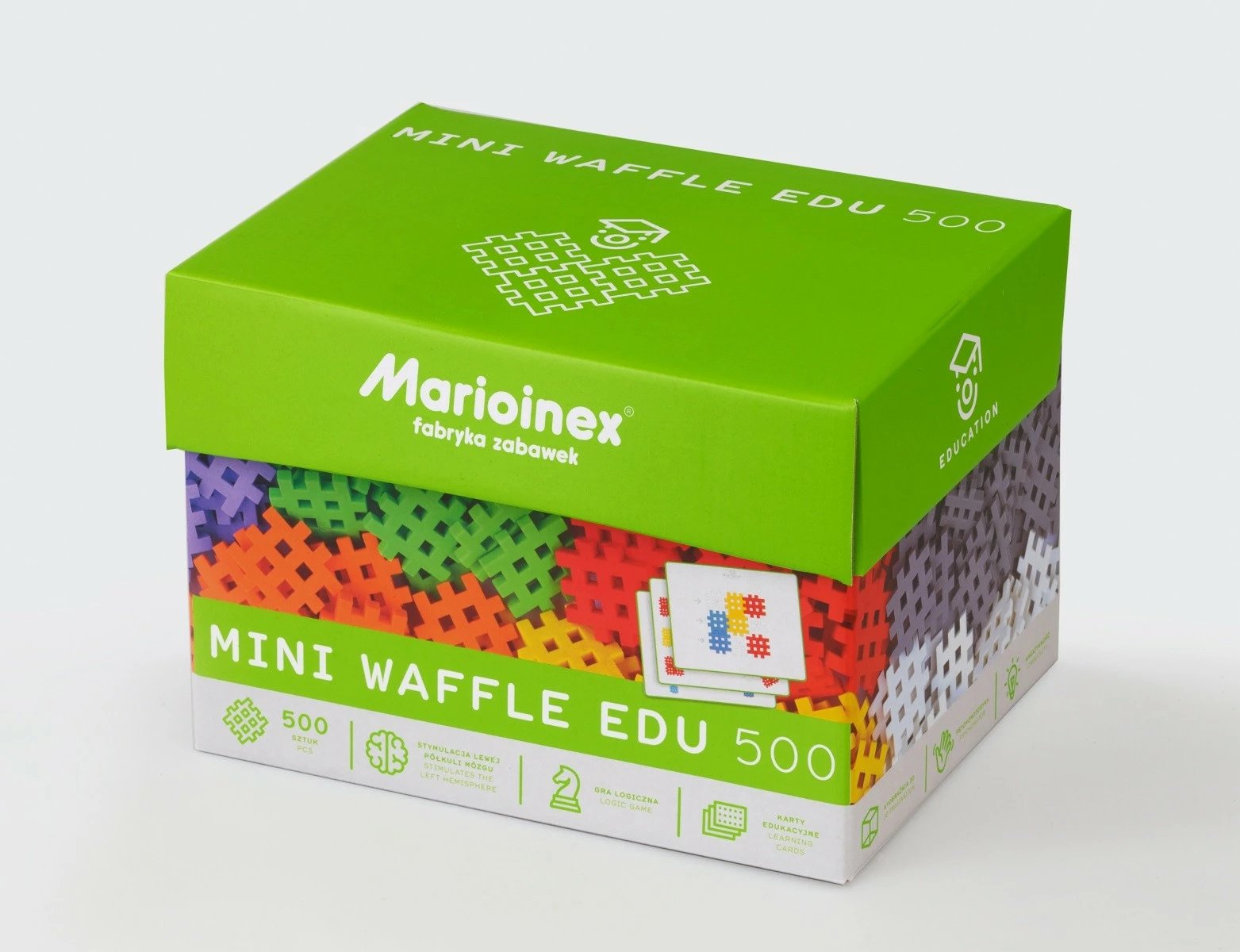 Set blloqesh ndërtimi Marioinex Mini Waffle EDU 500, plastikë, me karta, shumëngjyrëshe