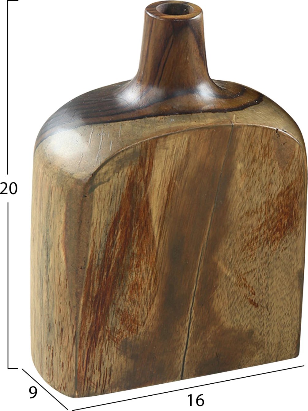 Shishe dekorative 3 copë, dru tik, ngjyrë arre, FH7716