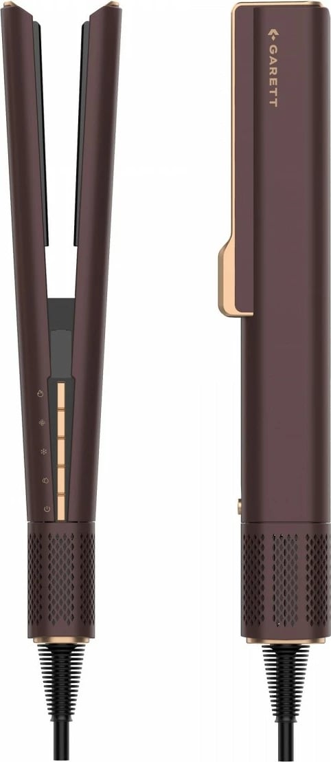 drejtuese flokësh me ajër 2-në-1, Garett Beauty AeroGlow, tharëse + drejtues, rregullim temperature dhe rrjedhe ajri, ekran LCD, kafe