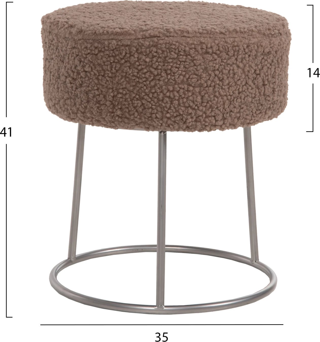 Karrige për bar KARLO FH8411.25, ngjyrë kafe e çelët, pëlhurë boucle me bazë argjendi, Φ35x41H cm