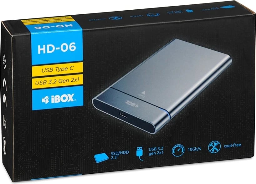 Kasë për HDD iBox HD-06, 2.5 inç, Gri