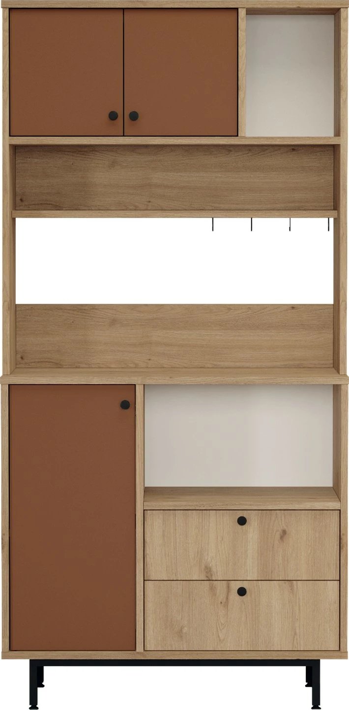 Dollap multifunksional, ngjyrë lisi dhe e kuqe, Skye Decor, RE4-SK