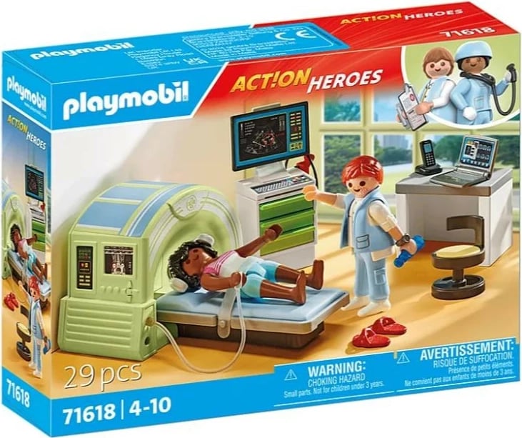 Set lodrash Playmobil Action Heroes 71618, pacient gjatë MRI, 29 pjesë