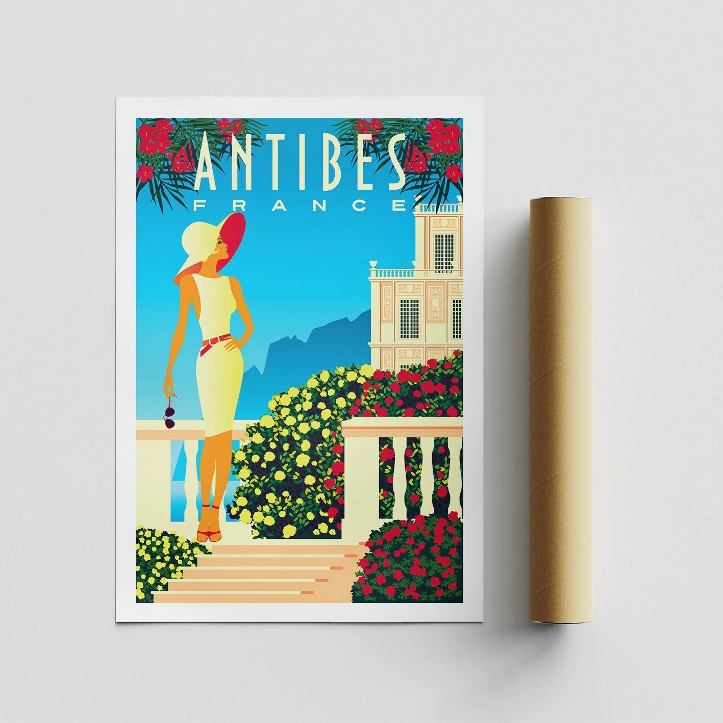 Poster A4, Antibes - 1977, shumëngjyrësh